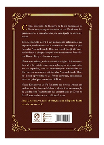 Declaração De Fé | Atualizada - Vinho | Ed. Cpad