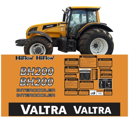Kit Faixas Adesivas Compatível Trator Valtra Bh200 Completo Cor TRATOR VALTRA BH200 INTERCOOLER