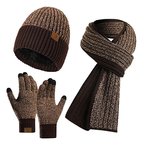 Gorro Invierno Para Hombre, Guantes, Bufanda Larga, Conj [u]