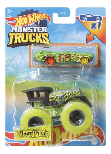 Hot Wheels Monster Trucks Loco Punk - Coche Fundido A Presió