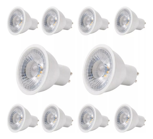 Pack 10 Ampolletas Led Gu 10 6 W Sec Luz Fría