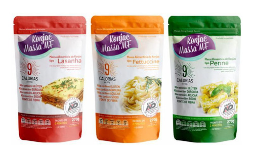 Kit 3 Konjac Massa Longa: Fettuccine, Lasanha, Penne