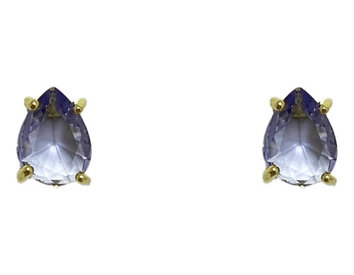 Aros Gota Circón Morado Enchapado Oro 18k