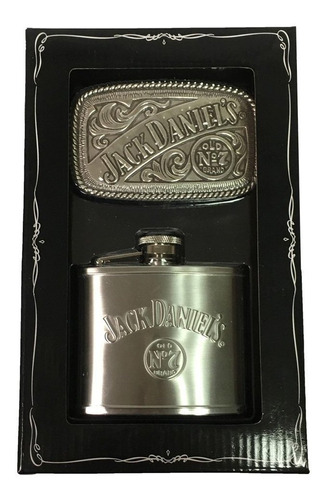 Jack Daniels Western Hebilla De Cinturón Y Termo Set De Rega