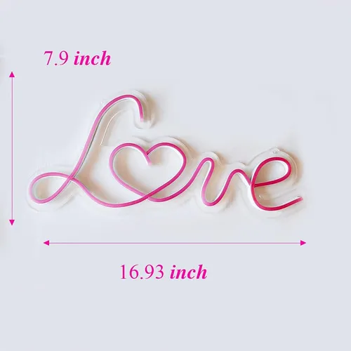 Britrio Led Neon Light Sign, 17x8 Pink Love Neon Sign Wall H 1