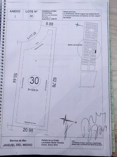 Imagen 2 de 7 de Lote En Barrio Jaguel Del Mdio Santa Teresita