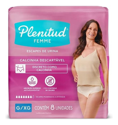 Roupa Íntima Descartável Femme G/xg 8 Unidades Plenitud