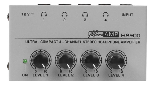 Microamp Ha400 Amplificador Audífonos Estéreo 1 Input 4 Ch