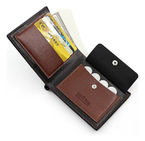 Cartera Corta Simple De Pu For Hombre Con Bolsillo For Mon