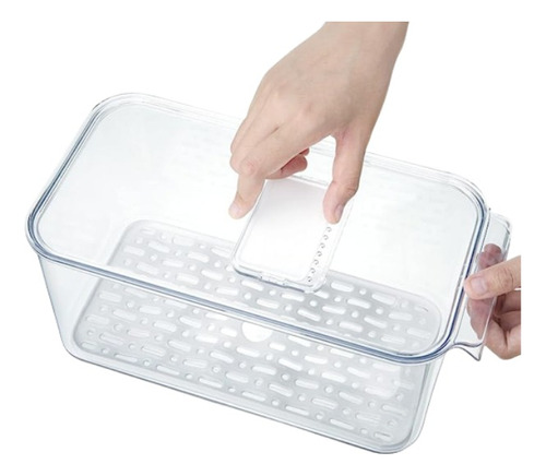 Organizador Caja Acrilico Heladera C/tapa Bandeja 32x16x15cm