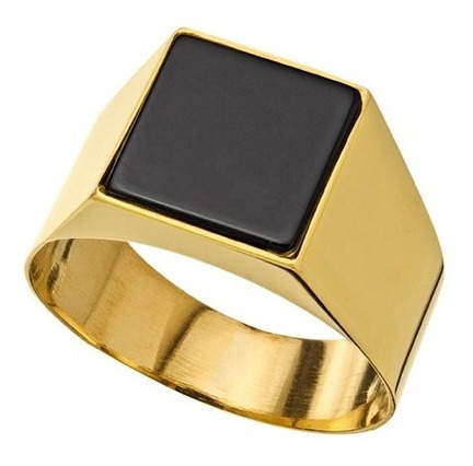 Anel Comendador Em Ouro 18kl/750 Com Pedra Onix Natural 9 Gramas