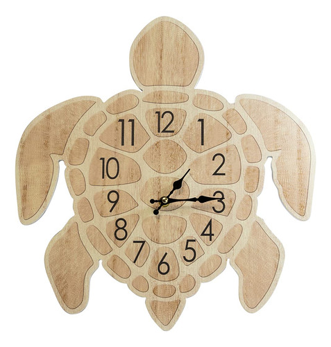 Reloj De Pared De Tortuga Troquelada Decorativo De Madera De
