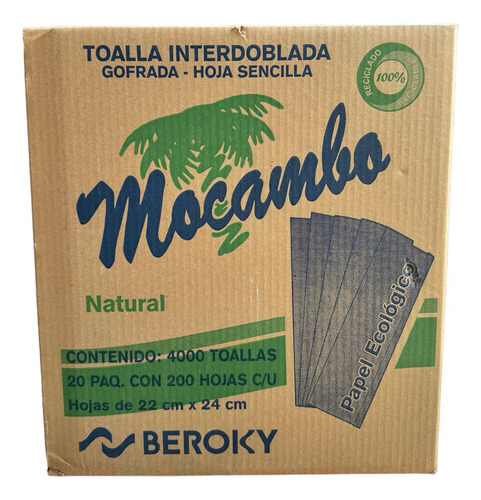 Toalla Interdoblada Mocambo Natural C/4000 Hojas