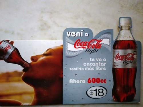 Cartel Con Publicidad De Coca Cola Light Con Soporte, Carton