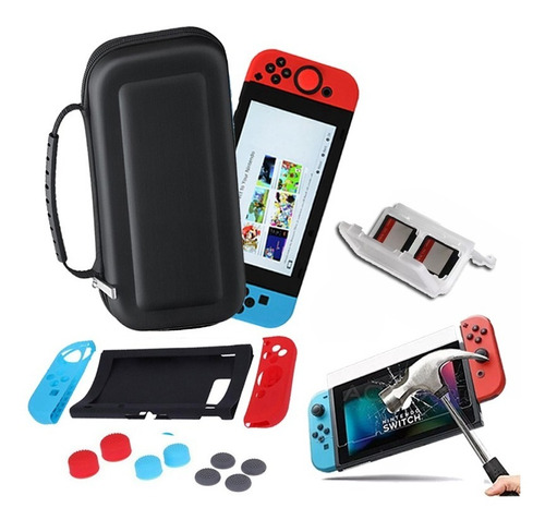  Estuche Case Nintendo Switch + Mica Cristal+ Caja + Bomper