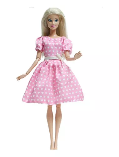 Barbie Roupas Vestido Rosa com Corações e Acessórios - Bumerang Brinquedos