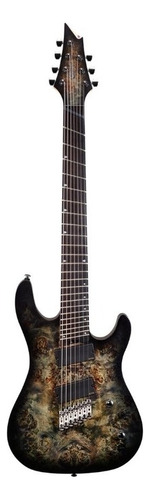 Guitarra negra Cort Kx 500ms Sdb de 7 cuerdas multiescala