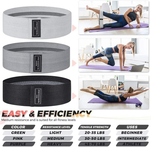 Imagen 4 de 9 de Bandas De Resistencia Elasticas Fitness Set De 3 Colores