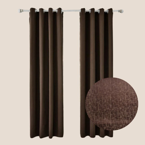 Cortina Con Aros En 2 Paños- 3mts Ancho X 2.30 Alto. - Choco