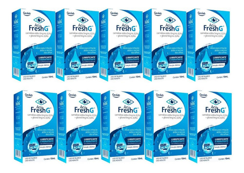 Kit Lubrificante Ocular Acu Fresh G Com 10 Unidades De 10ml