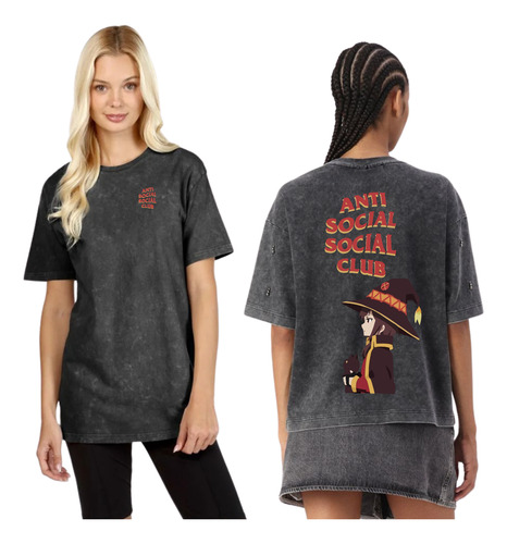 Playera Para Mujer Acid Wash Antisocial Socialsocial Club
