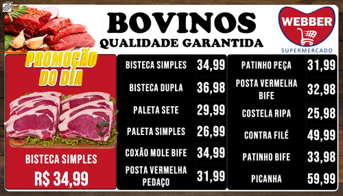 Imagem 2 de 2 de Tabela Digital Para Açougues - Totalmente Editável