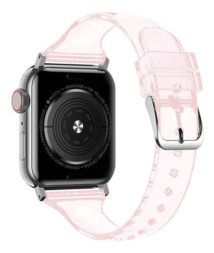 Correa Para Applewatch Silicona Glitter 42 /44 /45mm Rosada