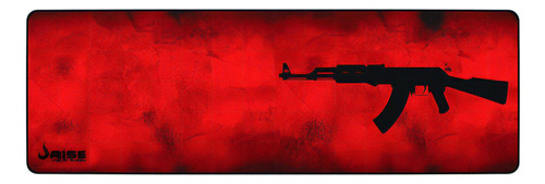 Alfombrilla para ratón Gamer Rise Mode, borde cosido extendido, 90 cm x 30 cm, color rojo AK47