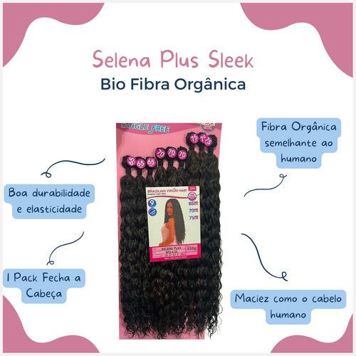 Cabelo Bio Orgânico Selena Plus Sleek 75 Cm 320g Cor Castanho Chocolate Acobreado