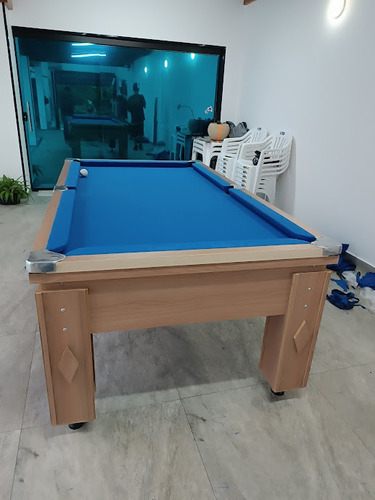 Bilhar Com Pedra Ardósia E Pés Niveladores Completa Vem Joga Azul