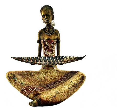 Africana Estatua De Mujer África Nacar Plato Hoja 