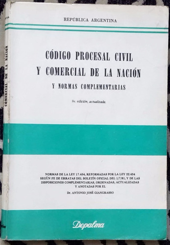 Código Procesal Civil Y Comercial De La Nación Giangrasso