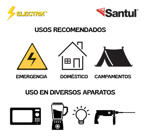 Generador Portatil De Luz Eléctrica 3000 W A Gasolina Con Motor 7.5 HP 110V/220V Santul 9630