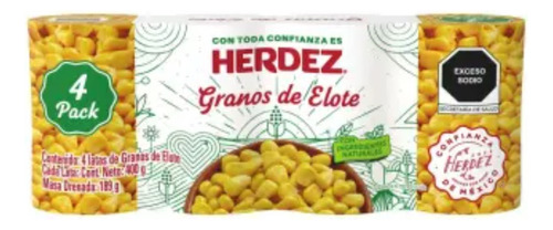 Granos De Elote Herdez 4 Pzas De 400 G C/u