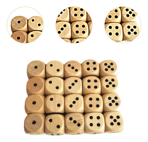 \ 20 Dados De Madera De 6 Caras, Mini Dados Estándar,