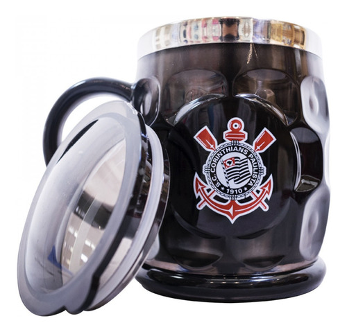 Caneca Térmica Relevo Com Tampa 500ml - Corinthians