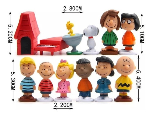 Set De 12 Figuras De Colección Charlie Brown, Snooy.