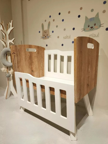 Cuna Colecho 80x50 Baranda Deslizable Cuarto Bebe - Grim
