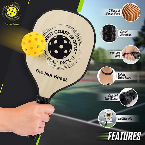 Conjunto De 4 Palas De Pickleball Net Beast, Conjunto D...
