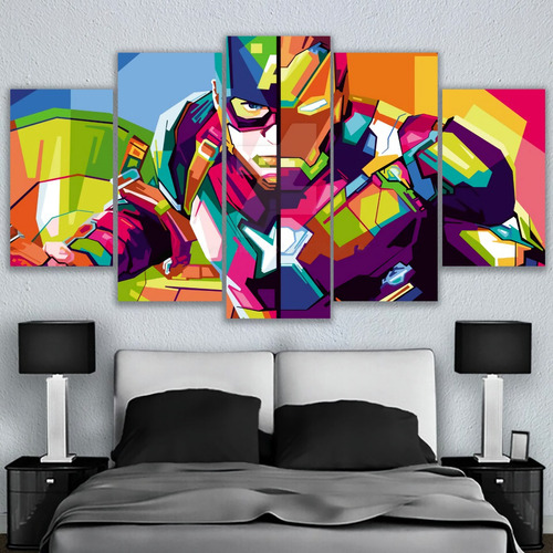 5 Cuadros Decorativos Iron Man Capitan Abstract Art 150x84cm