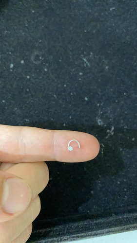 Piercing en punta para nariz, plata 925, bola o piedra de color plateado