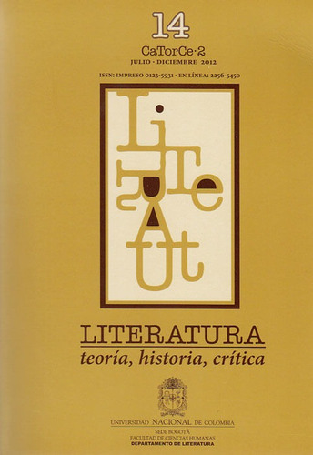 Literatura: Teoría, Historia, Crítica. Vol. 14 No. 2