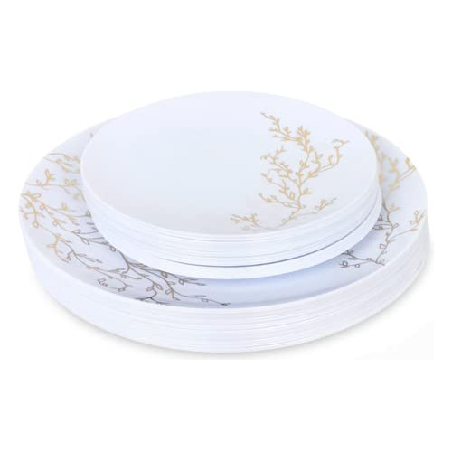 Gold Plastic Plates For Party 40 Pack 20 Dinner Plates ...