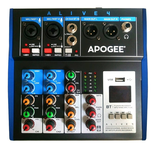 Consola Apogee Alive 4 Canales Usb Bluetooth Phantom Mixer