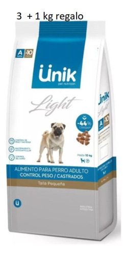 Unik Perro Adulto Razas Pequeñas Castrado/ Light X 3 + 1 Kg