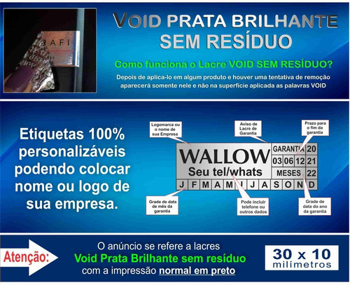 Lacres Void Prata Sem Resíduo 30x10mm 500 Unidades