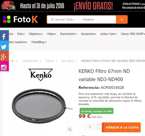 KENKO Filtro ND variable ND3-ND400