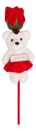 Rosa Artificial C/ Urso 37cm Cor Vermelho