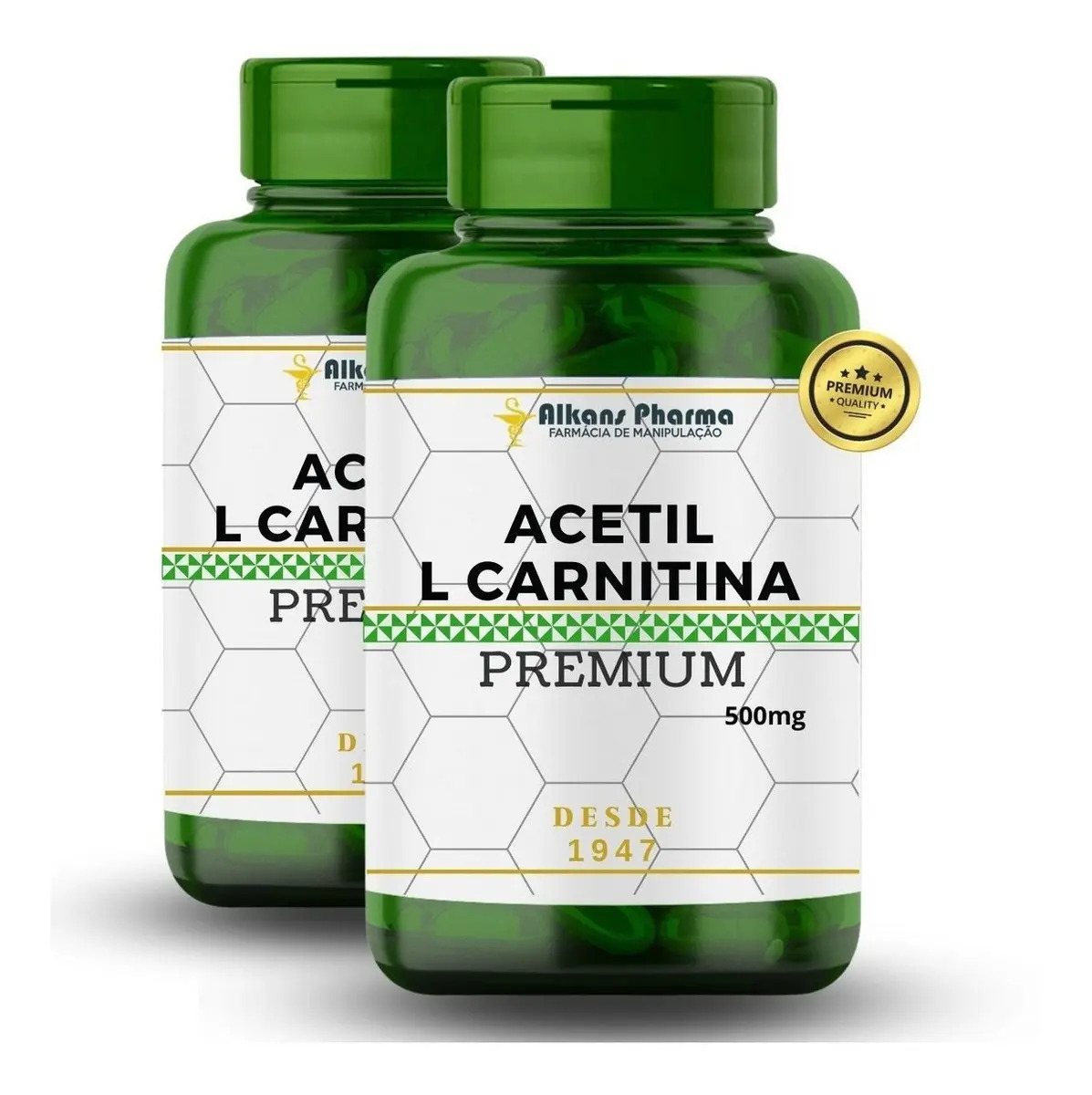 Acetil L-Carnitina 500mg 240 Capsulas ALK Sem Sabor Sem Glúten