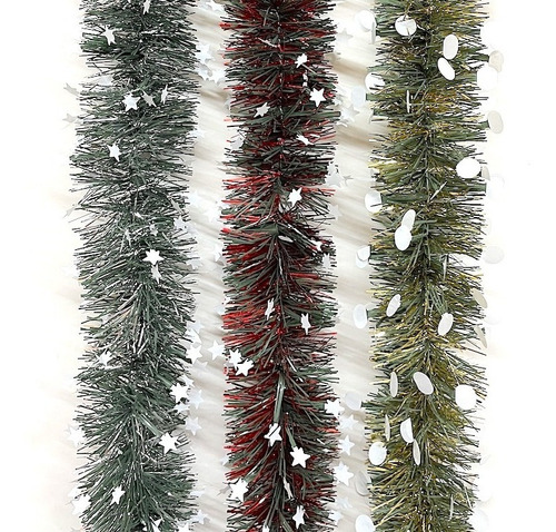 Guirnalda Navidad Verde Metal Blanca 10cm X 2m -5 Tiras #336